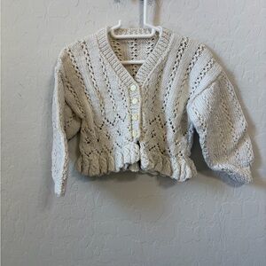 Cream Knit Button-Front Women's Sweater Cardigan